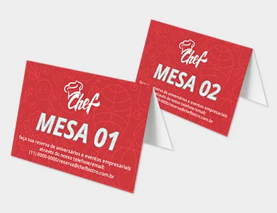 Displays de Mesa Tipo A com Dados Variáveis em PVC 0,76mm Cristal Frente e Verso 17,6x5,4cm - 4x0