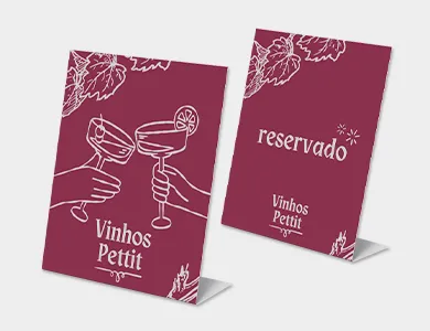 Displays de Mesa Tipo L com Arte Variável em PVC 0,76mm Cristal Frente e Verso 9,4x14,4cm - 4x0