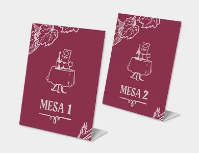Displays de Mesa Tipo L com Dados Variáveis em PVC 0,76mm Cristal Frente e Verso 22,15x14,4cm - 4x0
