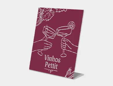 Displays de Mesa Tipo L em PVC 0,76mm Cristal Frente e Verso 9,4x14,4cm - 4x0