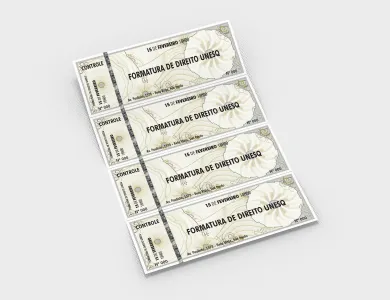 Ingresso de Segurança Numerado Papel Filigranado 120g 21x7,5 cm - 1x0