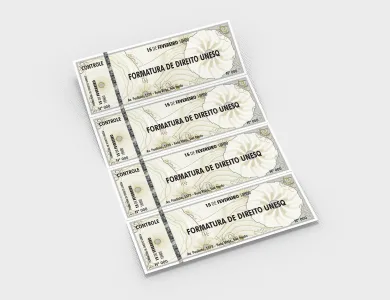 Ingresso de Segurança Numerado Papel Filigranado 120g 21x7,5 cm - 1x0