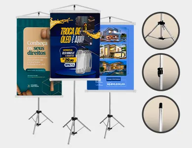 Banner em Lona 280g com Suporte Tripé 90x120cm - 4x0