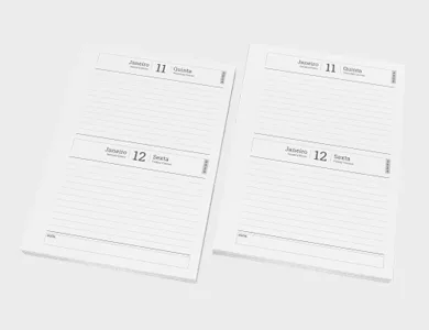 Miolo de Agenda A5 Sulfite 75g PB - Modelo Dois Dias por Página 2027 - 1x1
