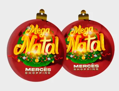 Móbile Bolinha de Natal Pequeno PVC 0,3 mm Verniz Total Frente e Verso 11,4x13,4 cm - 4x4