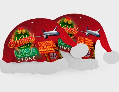Móbile Gorro de Papai Noel Pequeno PVC 0,3 mm Verniz Total Frente e Verso 23,4x14,4 cm - 4x4