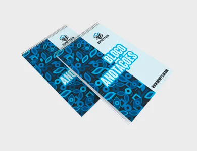 Bloco de Anotação MIOLO BRANCO Sulfite 75g com Capa e Contracapa em Triplex 250g Verniz Total Frente e Wire-o 21x29,7cm - 4x0