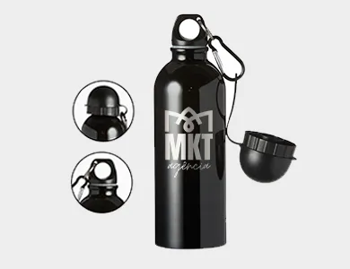 Squeeze de Alumínio com Bico e Mosquetão 500ml Gravação a Laser - 1x0