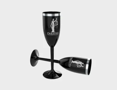 Taça de Champagne com Borda Metalizada 215ml - Impressão Colorida - 4x0