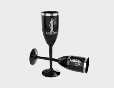Taça de Champagne com Borda Metalizada 215ml - Impressão Colorida - 4x4