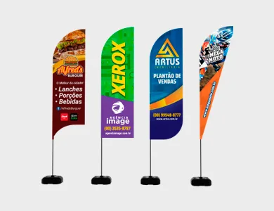 Wind Banner Gigante com Base de Plástico Tecido Oxford 75x250cm - 4x4