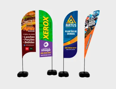 Wind Banner Grande com Base de Plástico Tecido Helanca 75x250cm - 4x4