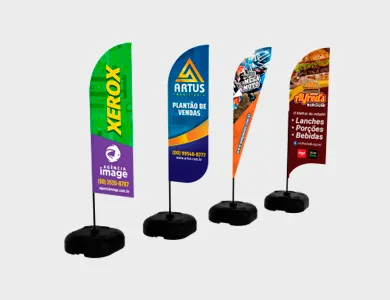 Wind Banner Mini com Base de Plástico Tecido Oxford 50x150cm - 4x4