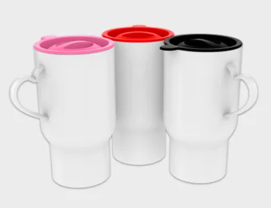 Caneca Veicular com Alça Coração em Polímero para Sublimação 550ml - Não Informado